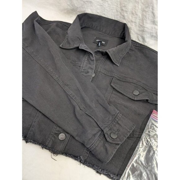 C'est Toi black label women's size large black denim cropped jacket, raw edge B4 - Picture 9 of 10